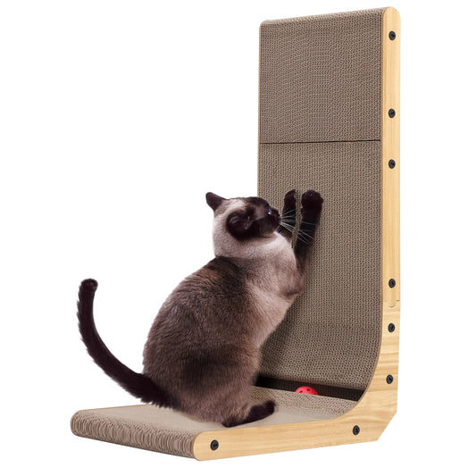 L-Shaped Cardboard Cat Scratcher – Fun, Functional, and Comfortable