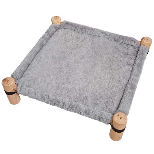 Woofs & Whisker Elevated Cat & Small Dog Bed – Off-Ground Hammock with Linen Fabric