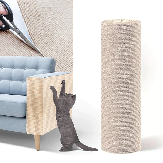 Trimmable Self-Adhesive Furniture Protector Cat Scratch Mat – Beige (1 Pack)