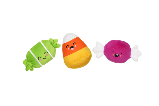 Pearhead Halloween Candy Dog Toy Set – Plush Squeaky Toys for Small, Medium, and Large Dogs