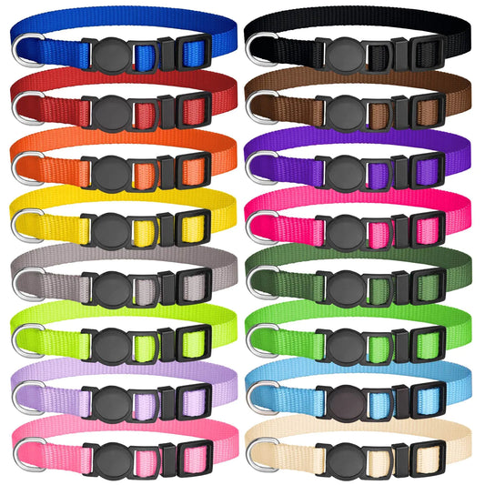 Woofs & Whisker 16-Pack Adjustable Puppy Collars – Bright Colors with Break-Away Safety Buckle, Fully Adjustable